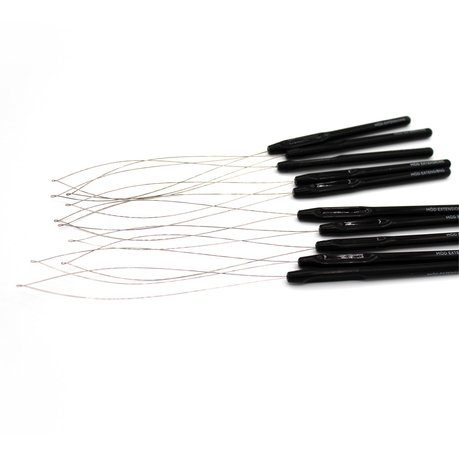 black handle hair threaders with metal loop 10 pieces