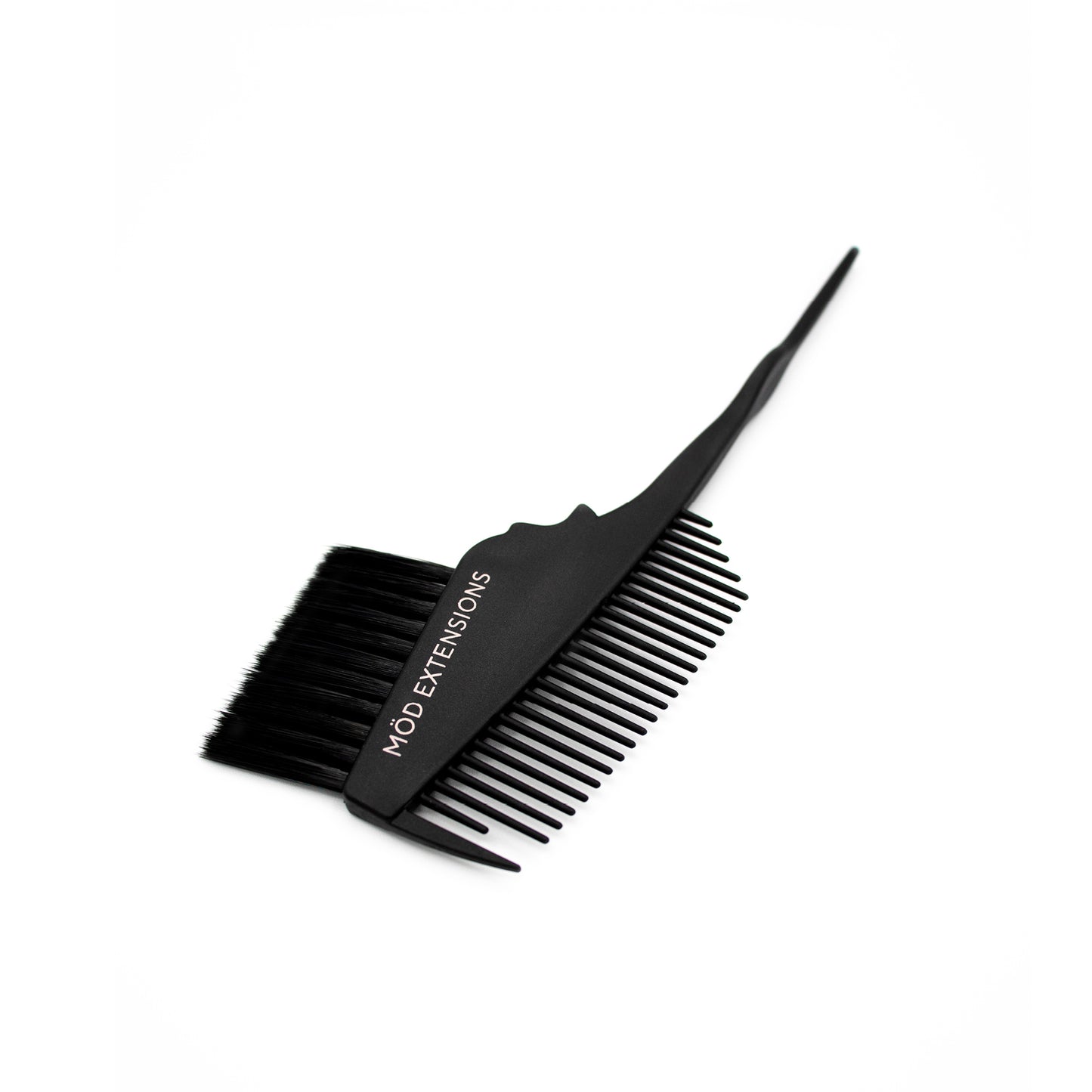 Black comb and brush set with 'MOD Extensions' branding on a white background